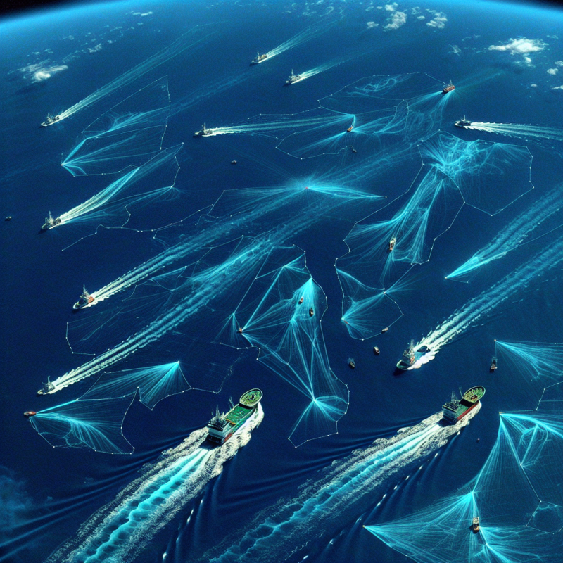 Illustration of L'analyse d'images satellites révèle l'immense échelle de l'industrie de la pêche clandestine