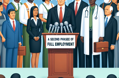 Illustration of Macron annonce un "acte II de la réforme du marché du travail" pour atteindre "le plein-emploi"