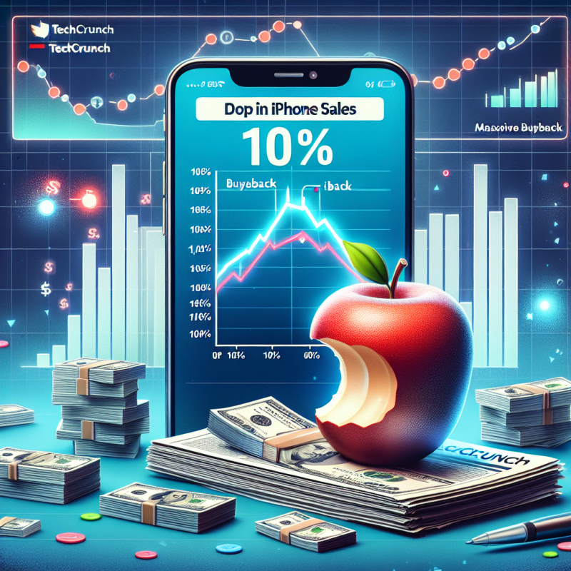 Illustration of Les résultats d'Apple révèlent une baisse de 10% des ventes d'iPhone, un rachat massif alimente la hausse du stock | TechCrunch