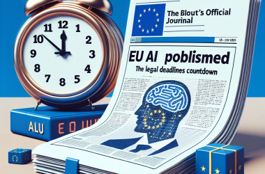 Illustration of La loi sur l'IA de l'UE est publiée dans le Journal officiel du bloc, lançant le compte à rebours des échéances légales