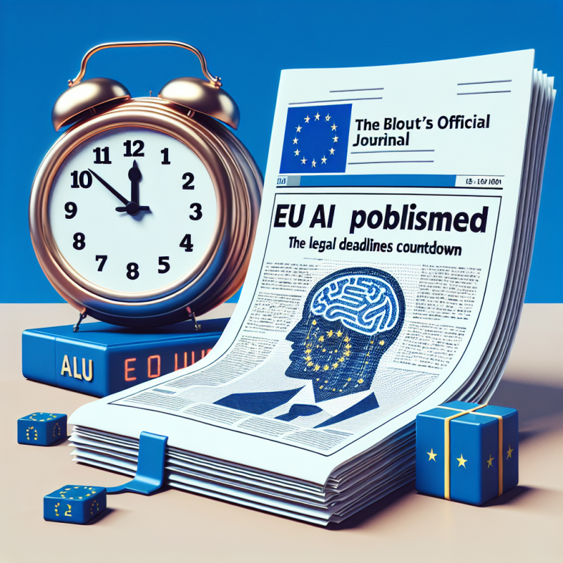 Illustration of La loi sur l'IA de l'UE est publiée dans le Journal officiel du bloc, lançant le compte à rebours des échéances légales