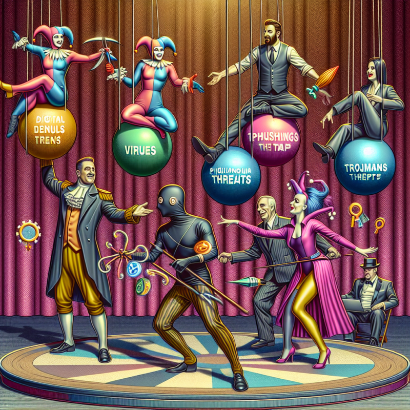Illustration of Des agents font le cirque pour parler des dangers du numérique