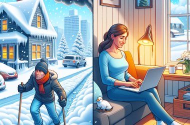 Illustration of Neige et verglas: l'employeur peut-il refuser le télétravail à ses salariés?