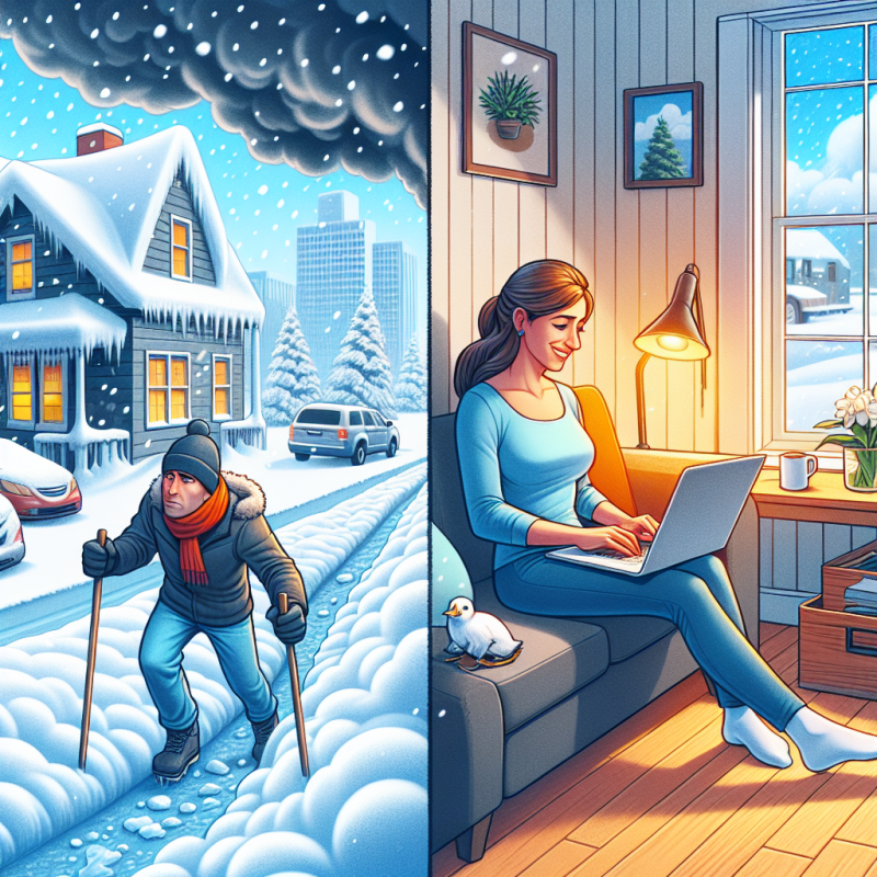 Illustration of Neige et verglas: l'employeur peut-il refuser le télétravail à ses salariés?