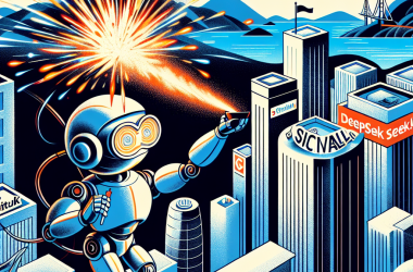 Illustration of DeepSeek met le feu à la Silicon Valley
