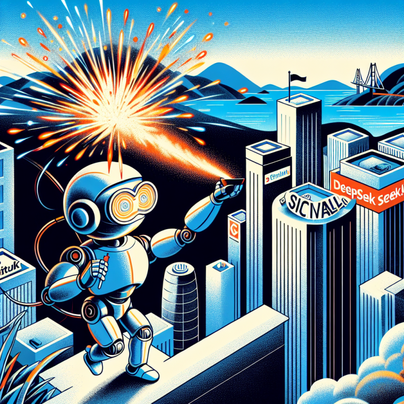 Illustration of DeepSeek met le feu à la Silicon Valley