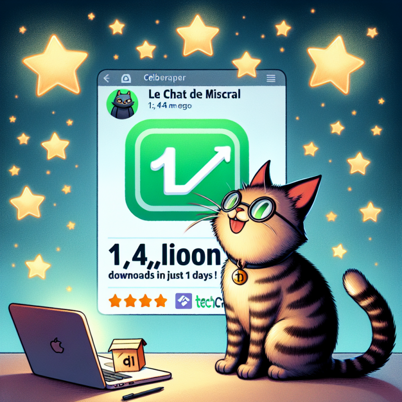 Illustration of Le Chat de Mistral dépasse 1 million de téléchargements en seulement 14 jours | TechCrunch