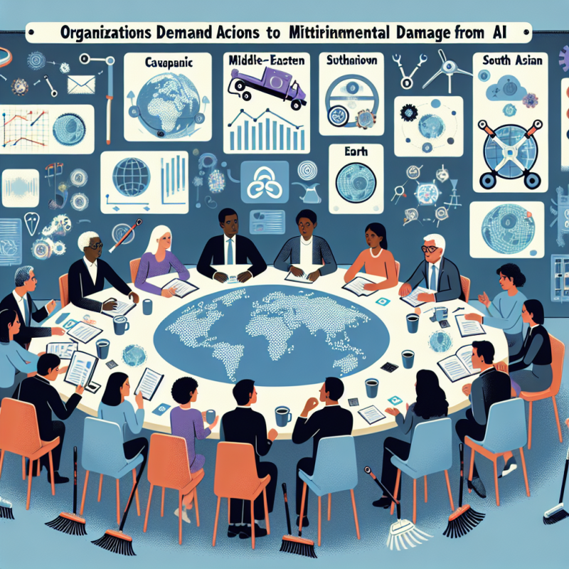 Illustration of Les organisations exigent des actions pour atténuer les dommages environnementaux de l'IA | TechCrunch