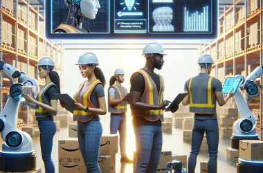Illustration of Amazon offre un aperçu des nouveaux emplois humains dans un monde de robots IA