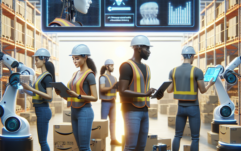 Illustration of Amazon offre un aperçu des nouveaux emplois humains dans un monde de robots IA