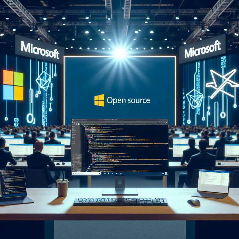 Illustration of Microsoft open source un éditeur de texte en ligne de commande et plus encore durant Build