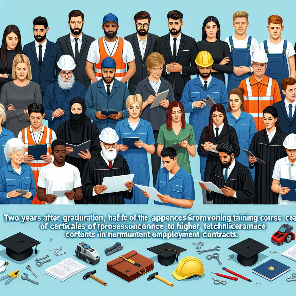 Illustration of Deux ans après la sortie d’études, la moitié des apprentis de niveau CAP à BTS en CDI - Centre Inffo