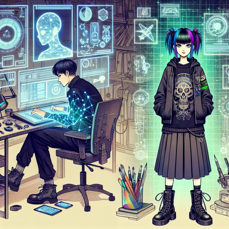 Illustration of Grok d'Elon Musk crée des compagnons IA, y compris une goth anime girl