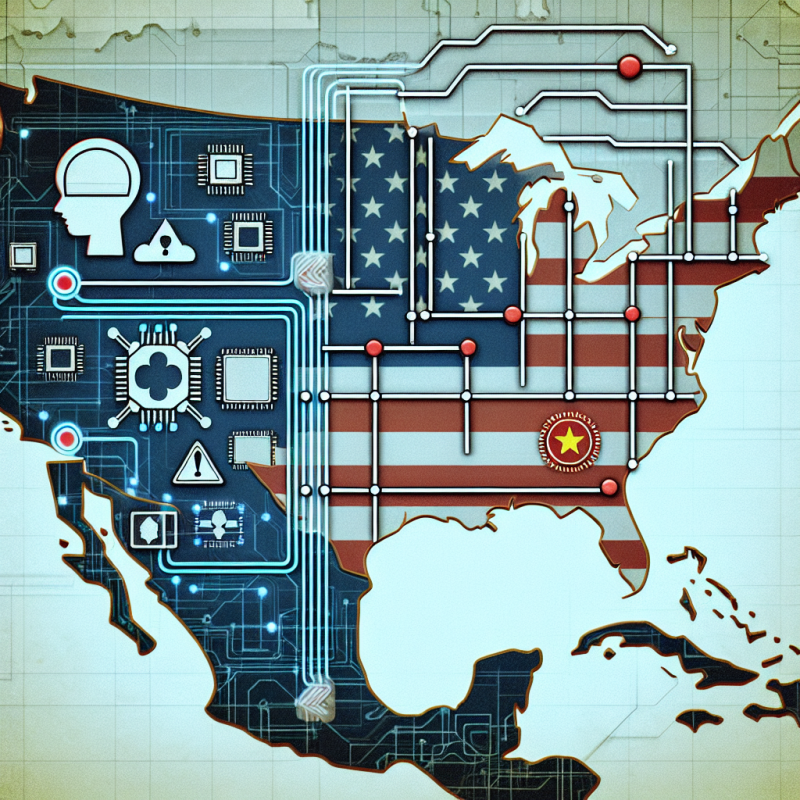 Illustration of Le plan d'action de Trump sur l'IA vise à bloquer les exportations de puces vers la Chine mais manque de détails clés
