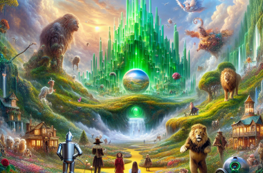 Illustration of « Le Magicien d'Oz » transfiguré par l'IA pour l'immense écran du Sphere