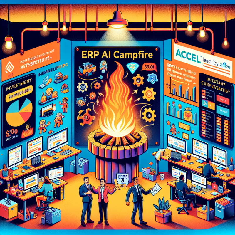Illustration of La petite startup ERP AI Campfire attire de nombreuses startups de NetSuite, Accel a mené une levée de fond de 35 millions de dollars