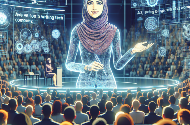 Illustration of La PDG de Writer, May Habib, sur la scène de l'IA au TechCrunch Disrupt 2025