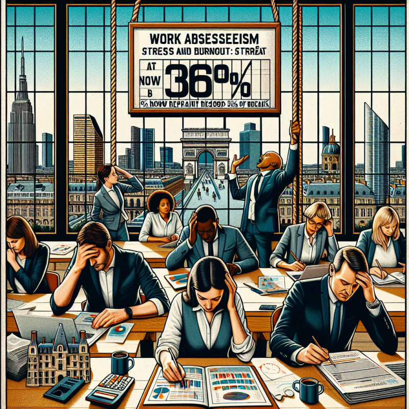 Illustration of L'absentéisme au travail a encore progressé en France: stress et burnout (à un niveau record) représentent désormais 36% des arrêts