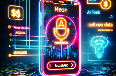 Illustration of Neon, la deuxième application sociale sur l'App Store d'Apple, rémunère les utilisateurs pour enregistrer leurs appels téléphoniques et vend des données à des entreprises d'IA