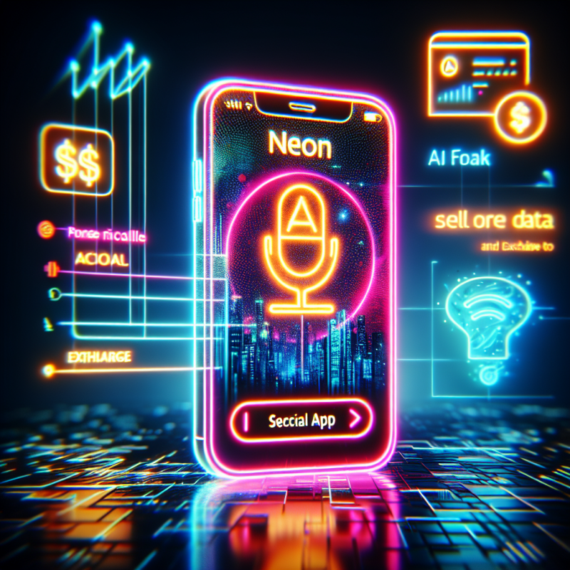 Illustration of Neon, la deuxième application sociale sur l'App Store d'Apple, rémunère les utilisateurs pour enregistrer leurs appels téléphoniques et vend des données à des entreprises d'IA