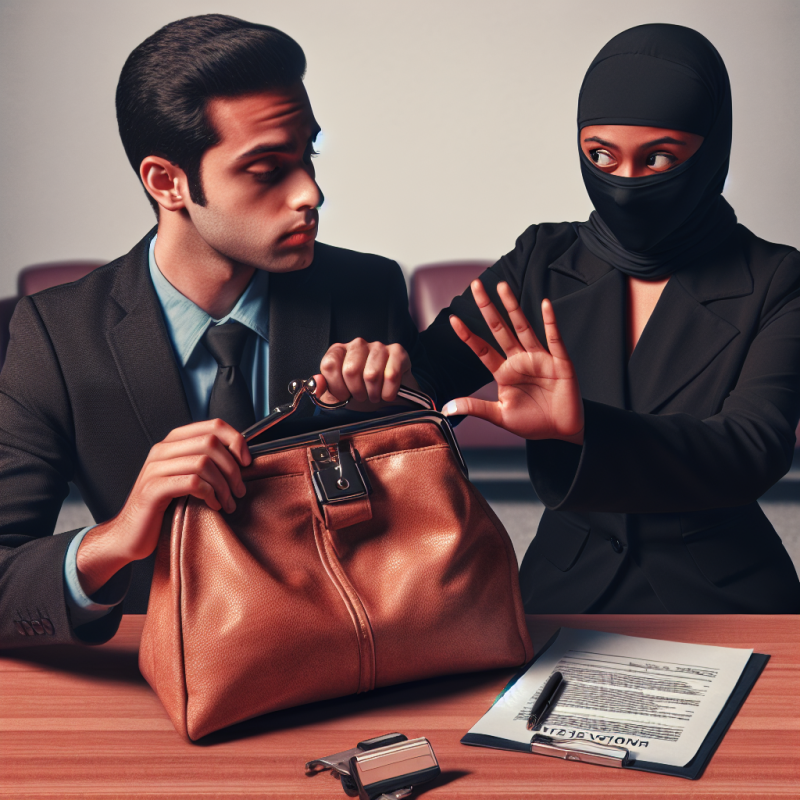 Illustration of Voir si vous êtes organisé ou tester votre soumission? Que répondre à un recruteur qui souhaite regarder dans votre sac à main? (Ce qui est illégal)