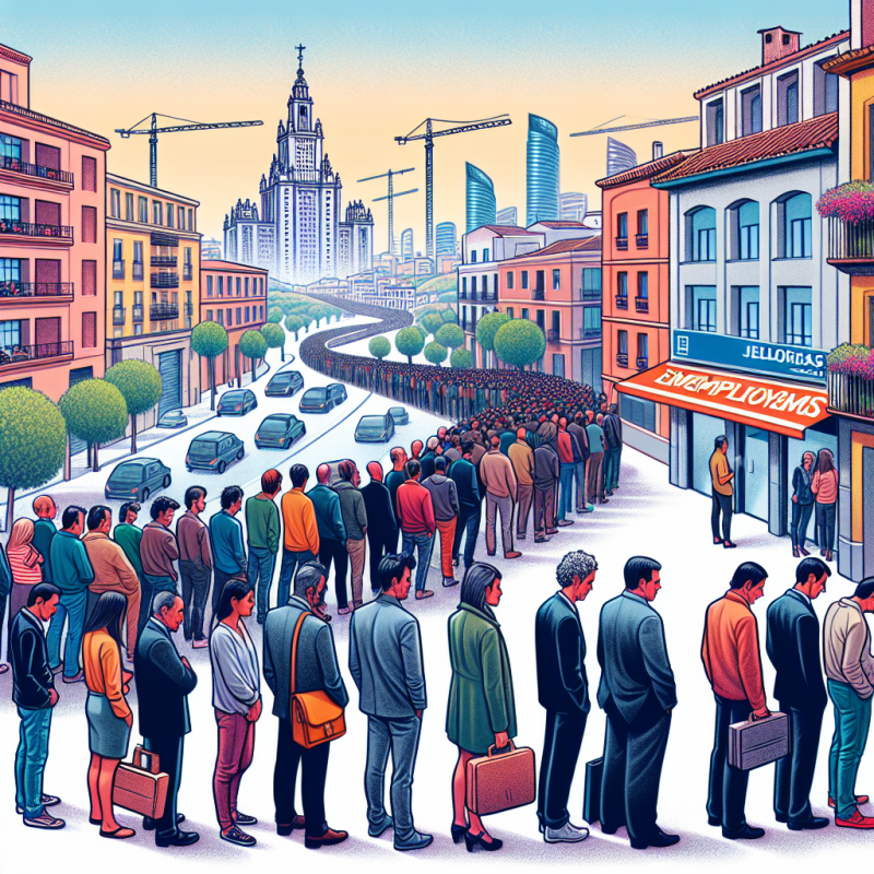 Illustration of L'Espagne a beau avoir une croissance exceptionnelle, son taux de chômage reste le plus élevé d'Europe, au-dessus des 10%