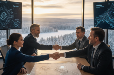 Illustration of Finland’s NestAI raises €100M, partners with Nokia to build AI for defense applications