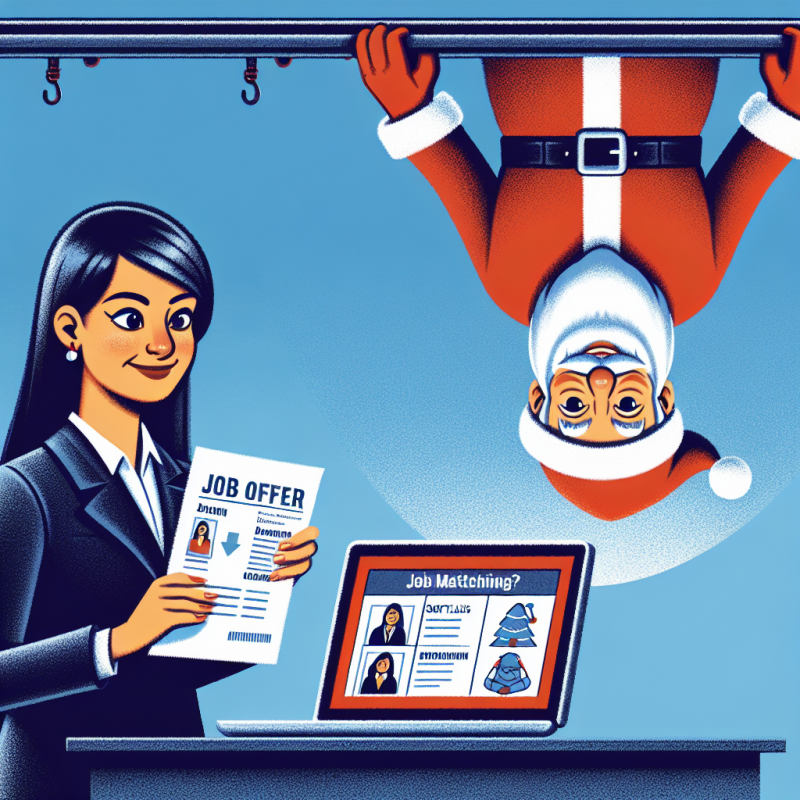 Illustration of "On marche sur la tête": diplômée d'un bac +5 en finances, elle se voit suggérer un emploi de père Noël par l'algorithme de France Travail