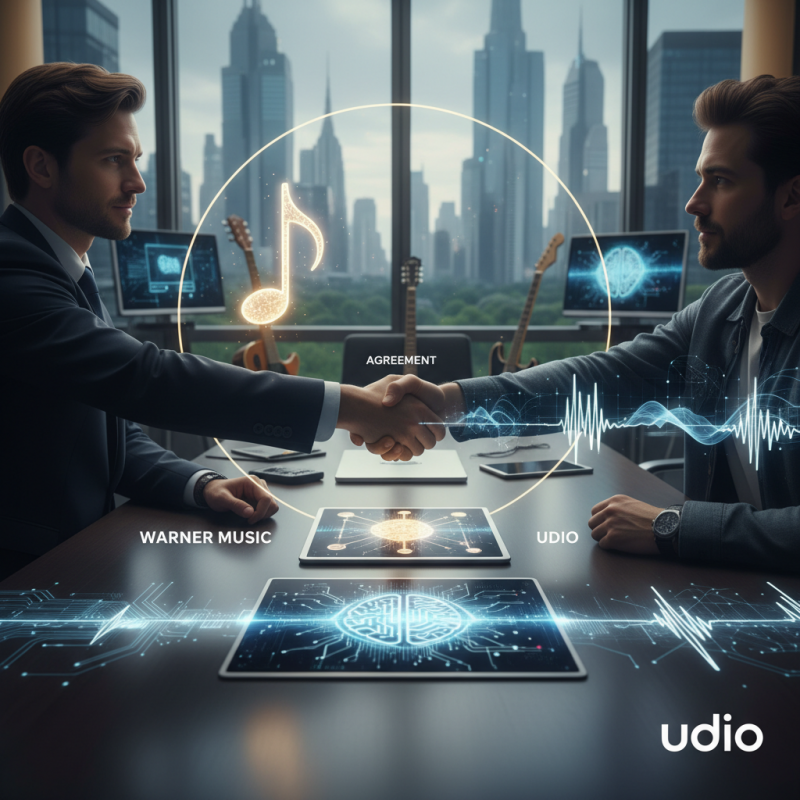Illustration of Warner Music règle un litige sur les droits d'auteur avec Udio et signe un accord pour une plateforme musicale basée sur l'IA