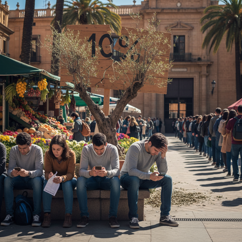 Illustration of L'Espagne a beau avoir une croissance exceptionnelle, son taux de chômage reste le plus élevé d'Europe, au-dessus des 10 %