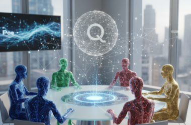 Illustration of Poe, l’application d’IA de Quora, supporte désormais les discussions de groupe entre plusieurs modèles d’IA