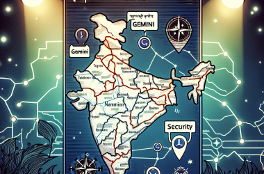 Illustration of Mise à jour de Google Maps en Inde avec Gemini et alertes de sécurité