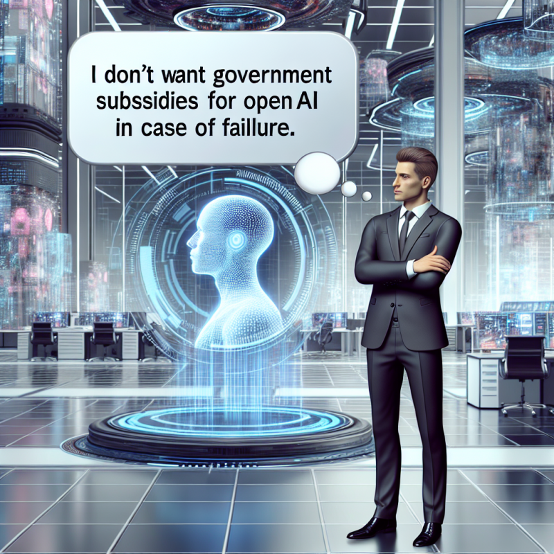 Illustration of Sam Altman dit qu'il ne veut pas que le gouvernement subventionne OpenAI en cas d'échec
