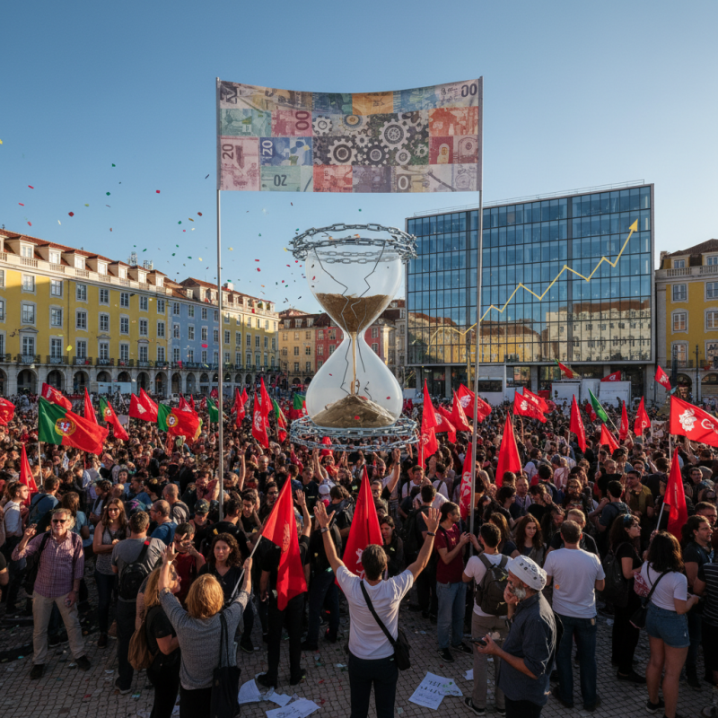 Illustration of Une première depuis 12 ans : malgré une solide croissance économique, le Portugal est en grève générale contre une réforme du code du travail qui renforce les contrats temporaires