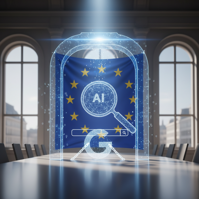 Illustration of L'UE lance une enquête antitrust contre les outils de recherche AI de Google