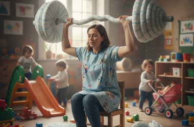 Illustration of Changer 144.000 couches ou soulever 5.000 tonnes: pourquoi on sous-estime la pénibilité des métiers de la petite enfance