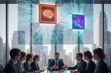 Illustration of Nvidia pour licencier la technologie du challenger dans les puces IA Groq et embaucher son CEO