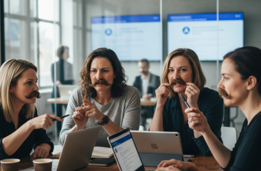 Illustration of Pourquoi certaines femmes portent de fausses moustaches sur LinkedIn? Elles accusent le réseau social de favoriser les profils d'hommes