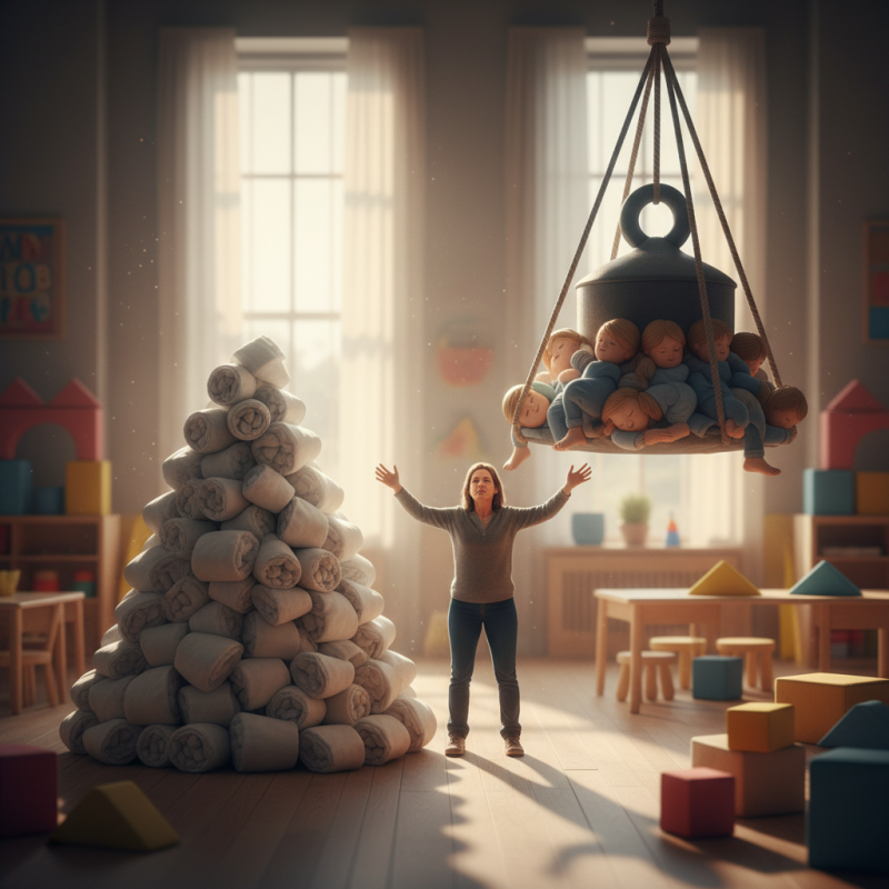 Illustration of Changer 144.000 couches ou soulever 5.000 tonnes : pourquoi on sous-estime la pénibilité des métiers de la petite enfance