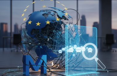 Illustration of L'UE enquête sur Meta suite à la modification de sa politique interdisant les chatbots IA concurrents sur WhatsApp