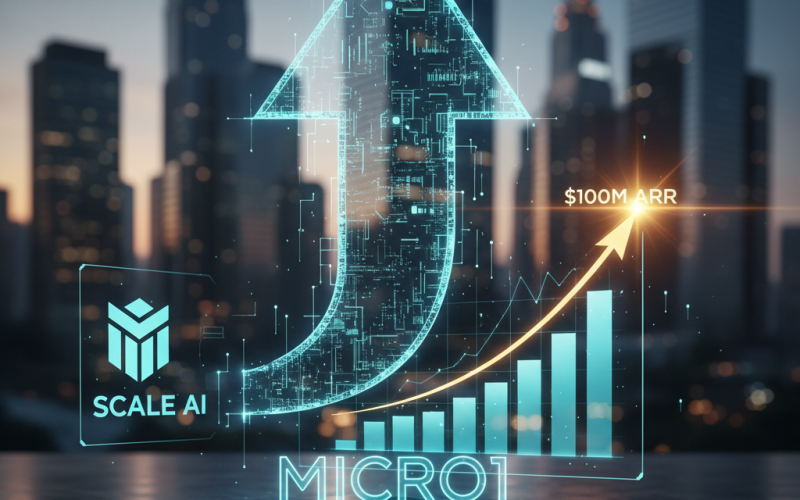 Illustration of Micro1, un concurrent de Scale AI, revendique un dépassement de 100 millions de dollars de revenus annuels récurrents