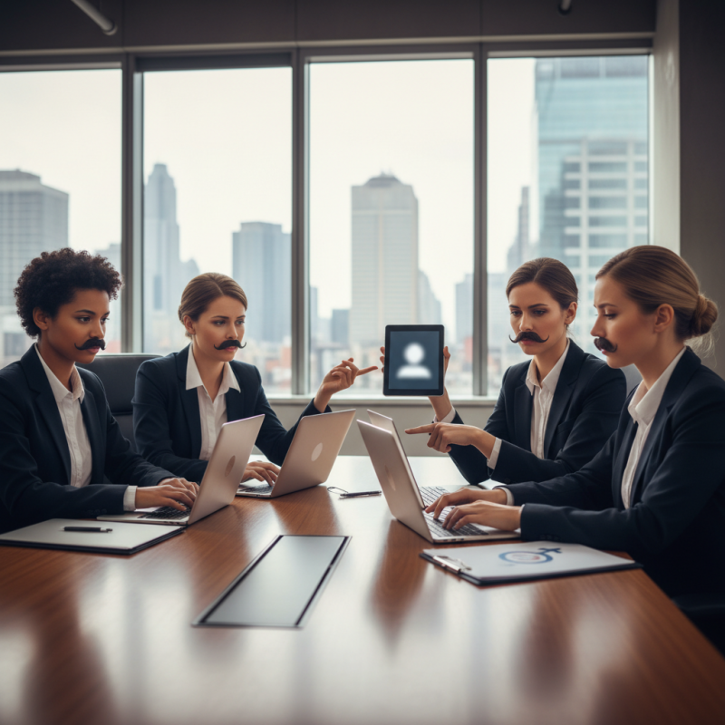 Illustration of Pourquoi certaines femmes portent de fausses moustaches sur Linkedin ? Elles accusent le réseau social de favoriser les profils d'hommes