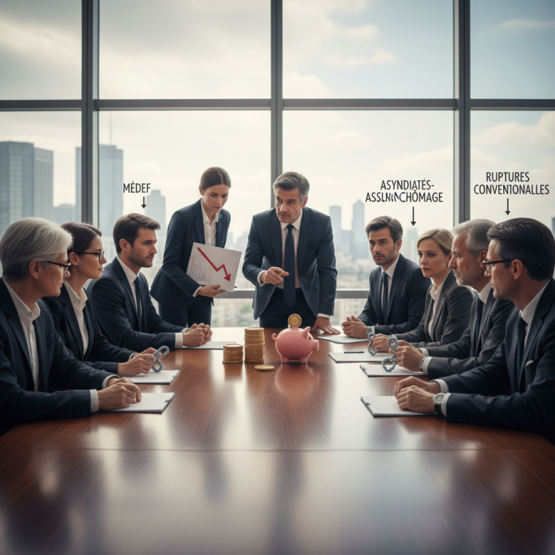 Illustration of Il veut faire d'importantes économies sur les ruptures conventionnelles : après avoir boudé la première rencontre, le Medef participera bien à la négociation assurance-chômage