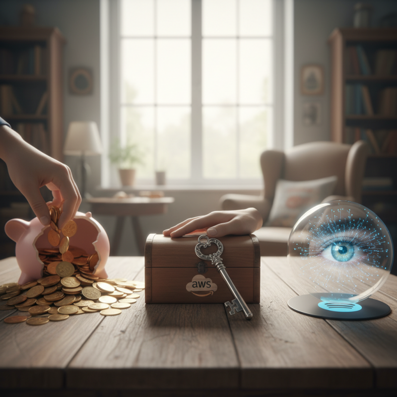 Illustration of Rien ne veut votre argent, AWS veut votre confiance, et Spotify veut vos données