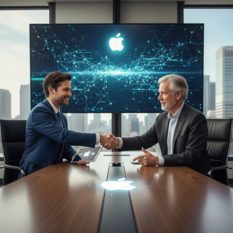 Illustration of Apple nomme un nouveau responsable de l'IA avec une expérience chez Google et Microsoft, tandis que John Giannandrea quitte ses fonctions