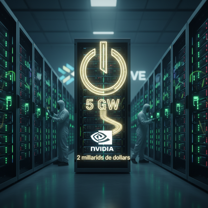 Illustration of Nvidia investit 2 milliards de dollars pour aider CoreWeave endetté à ajouter 5 GW de puissance de calcul AI