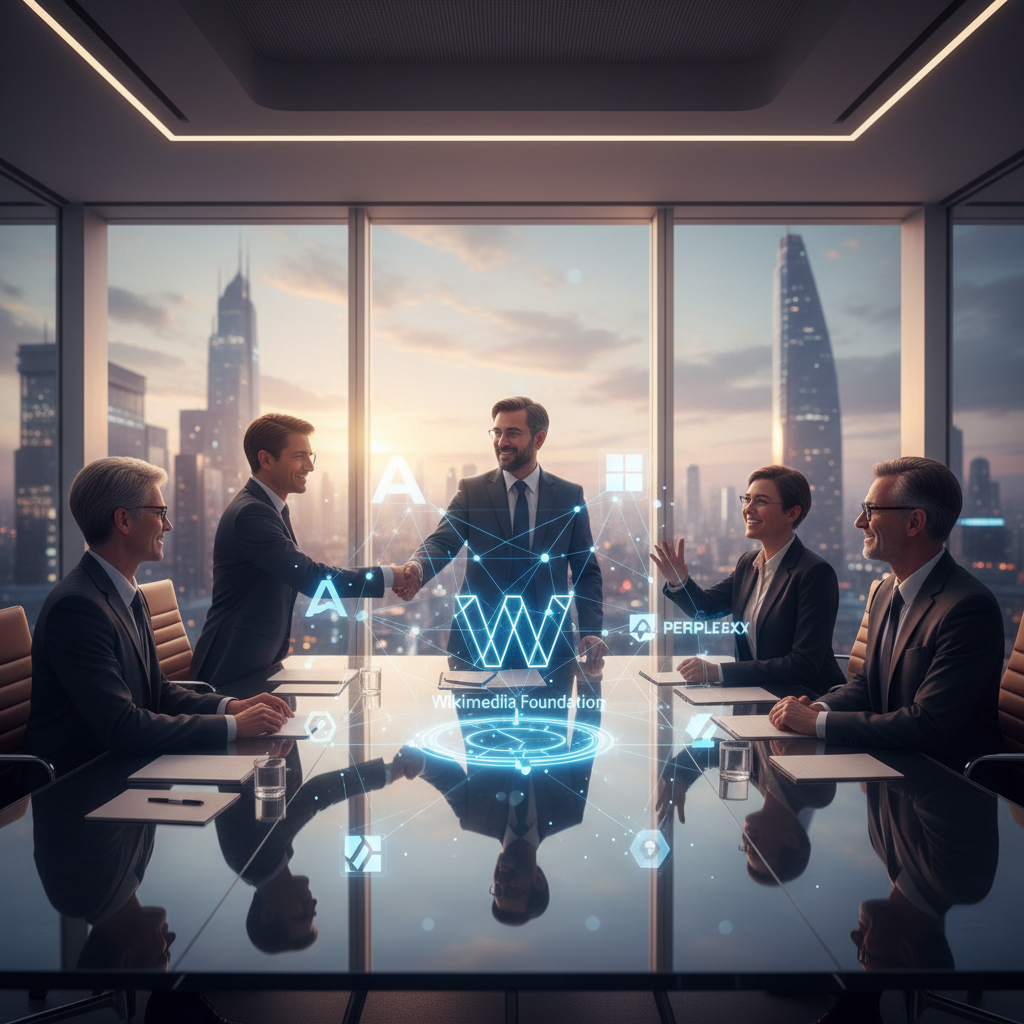 Illustration of La Wikimedia Foundation annonce de nouveaux partenariats avec l'IA avec Amazon, Meta, Microsoft, Perplexity et d'autres