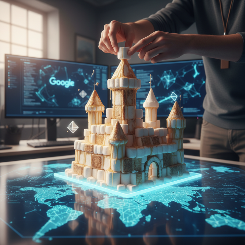 Illustration of J'ai construit des châteaux de marshmallows dans le nouveau générateur de mondes AI de Google