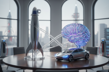 Illustration of SpaceX, Tesla et xAI d’Elon Musk en pourparlers de fusion, selon des reports