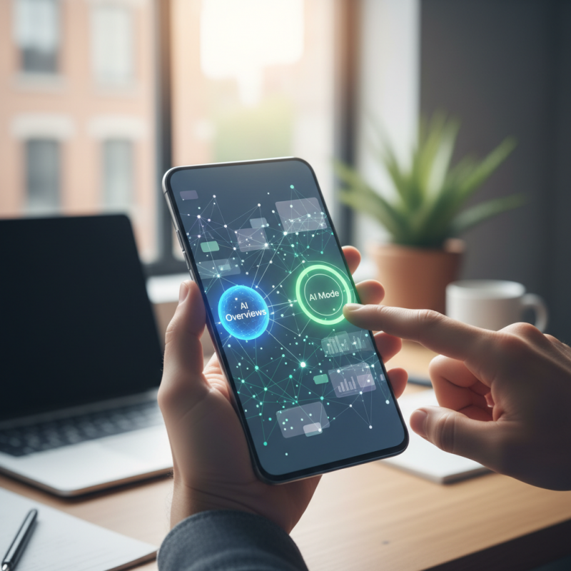 Illustration of Google permet désormais aux utilisateurs de passer des Aperçus IA aux conversations dans le Mode IA